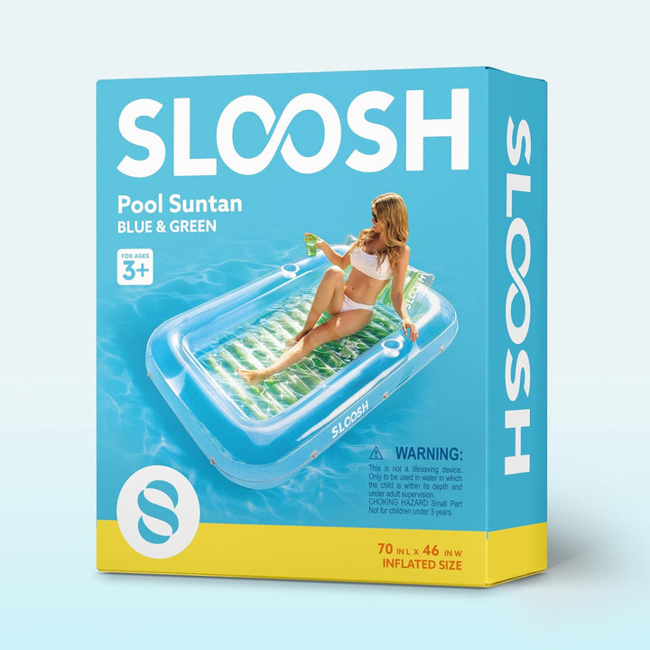 Sloosh Inflatable Sun Pool Lounge Float, Suntan Tub Raft Float, Tanning Pool with Removable Cushion,