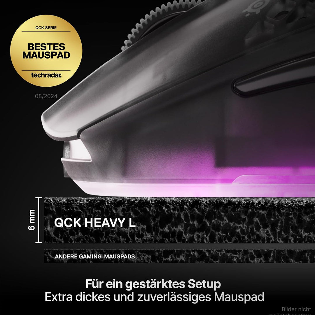 SteelSeries QcK Heavy - Gaming-Mauspad - Stoff - Gummiunterseite - Schwarz (450mm x 400mm x 6mm)