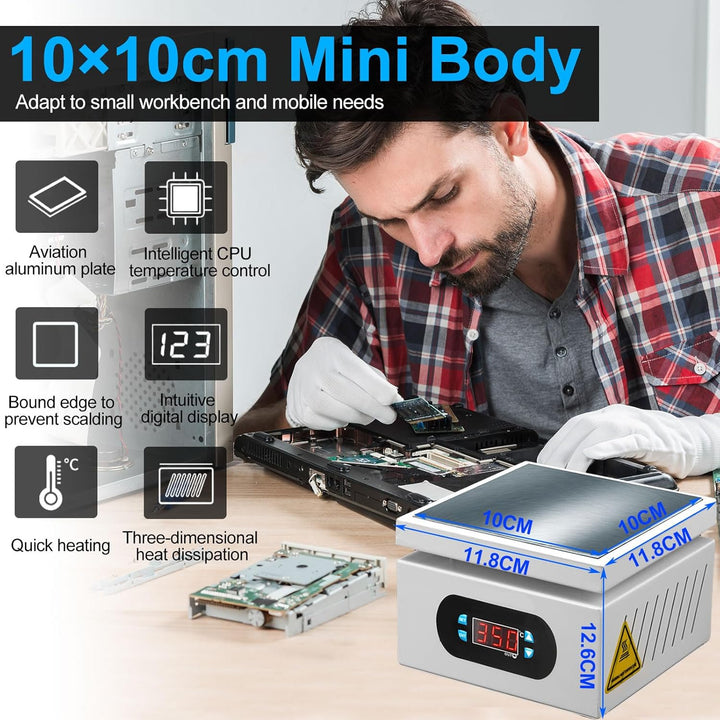 350 W PCB Heizplatte,0-400℃ Lötstation Heizstation mit LED Display,Vorheizen Station für Mikrocomput