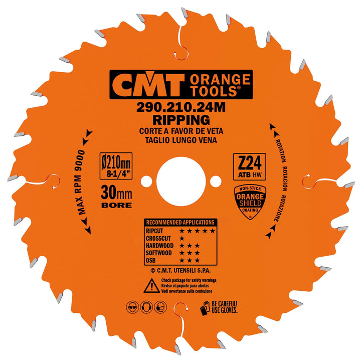 Cmt 290.210.24 M Ripping Klinge d-210 B-30 K-2,8 p-1,8 24 mm D 8-1/4 210mm | T 24 | B 30 | K .110 |