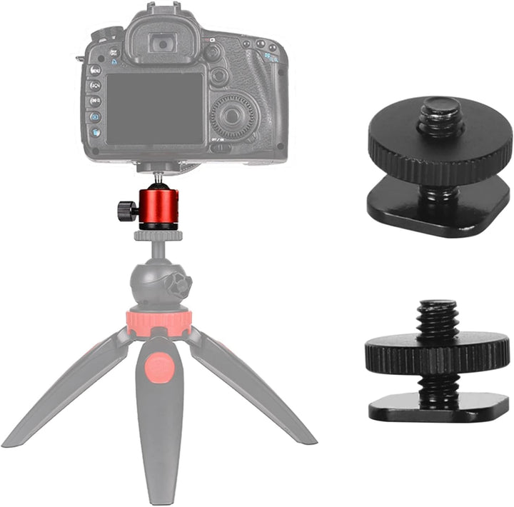 2 Stück Mini Kugelkopf Stativkopf mit 1/4 Hot Shoe Mount Adapter, Metall stativ kugelkopf 1/4'' auf