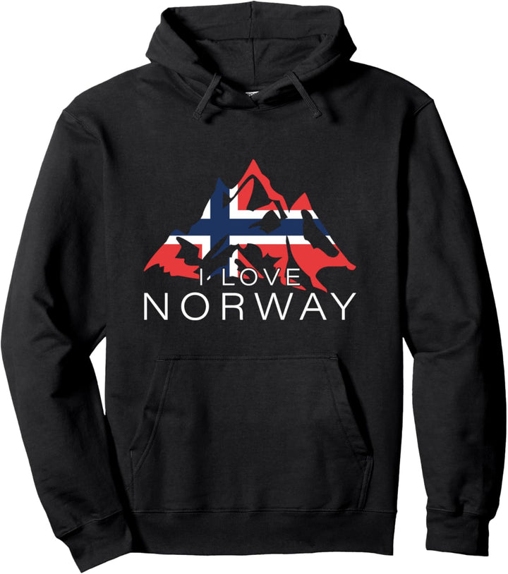 I love Norway Berge Flagge Fjorde Norwegen Pullover Hoodie