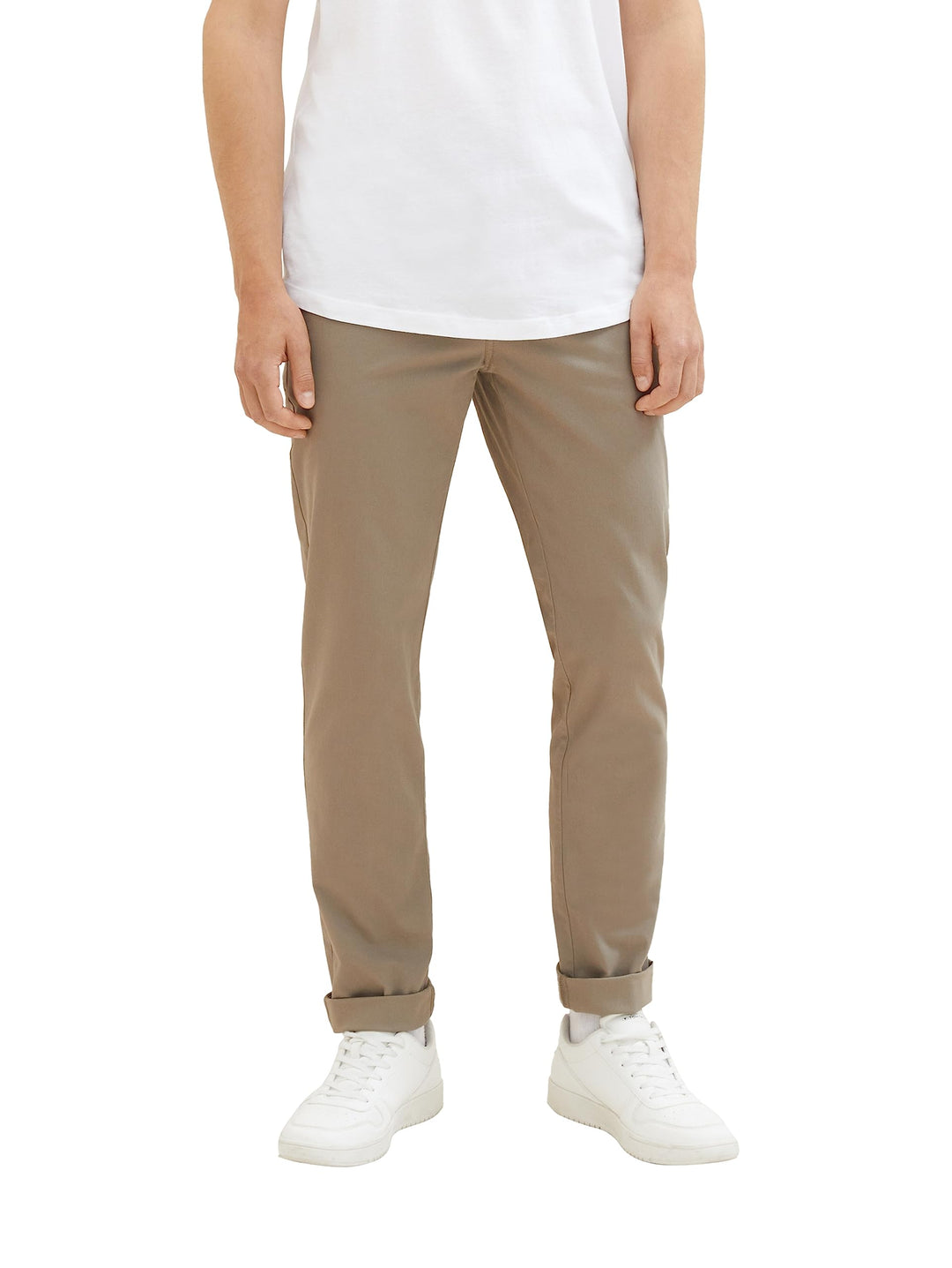 TOM TAILOR Denim Herren Slim Fit Chino Hose aus Baumwolle 30W / 34L 10941 - Coastal Fog Beige, 30W /