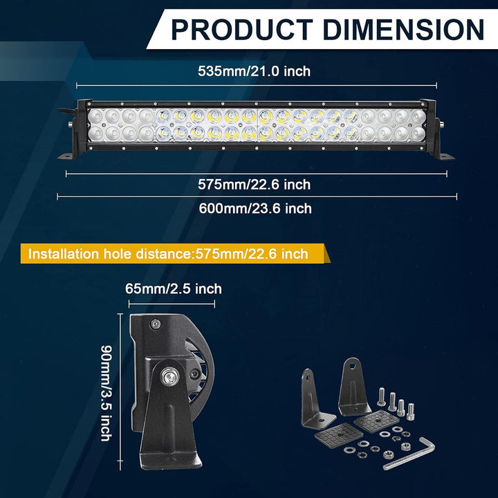 AUXTINGS LED Zusatzscheinwerfer Bar 55,9 cm 120W LED Light Bar Spot Flood Off Road LKW SUV 4WD Fahre
