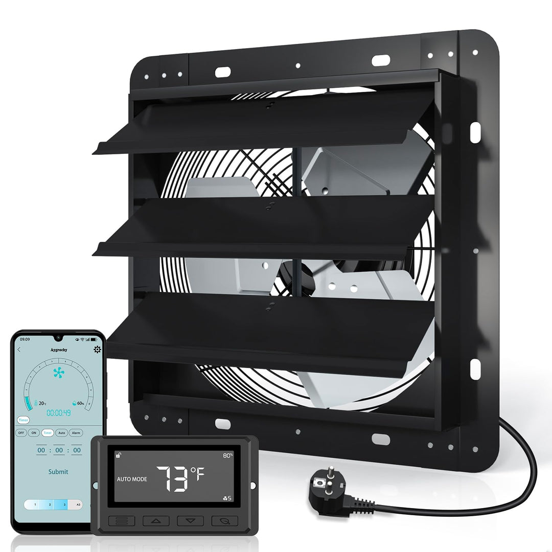 Aygrochy 300mm Industrielle abluftventilator 40W mit wifi app, Drehstrom EC Motor Wandventilator 163