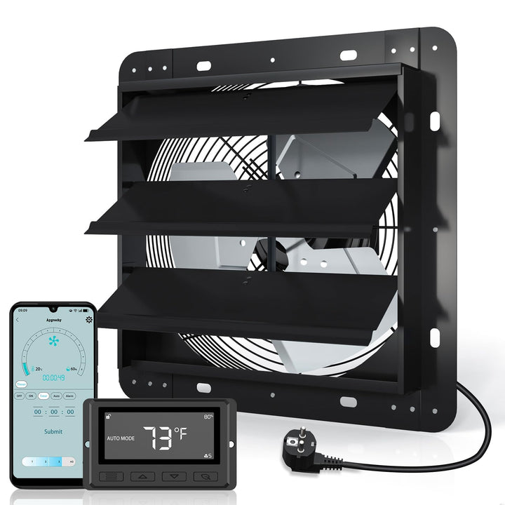 Aygrochy 300mm Industrielle abluftventilator 40W mit wifi app, Drehstrom EC Motor Wandventilator 163