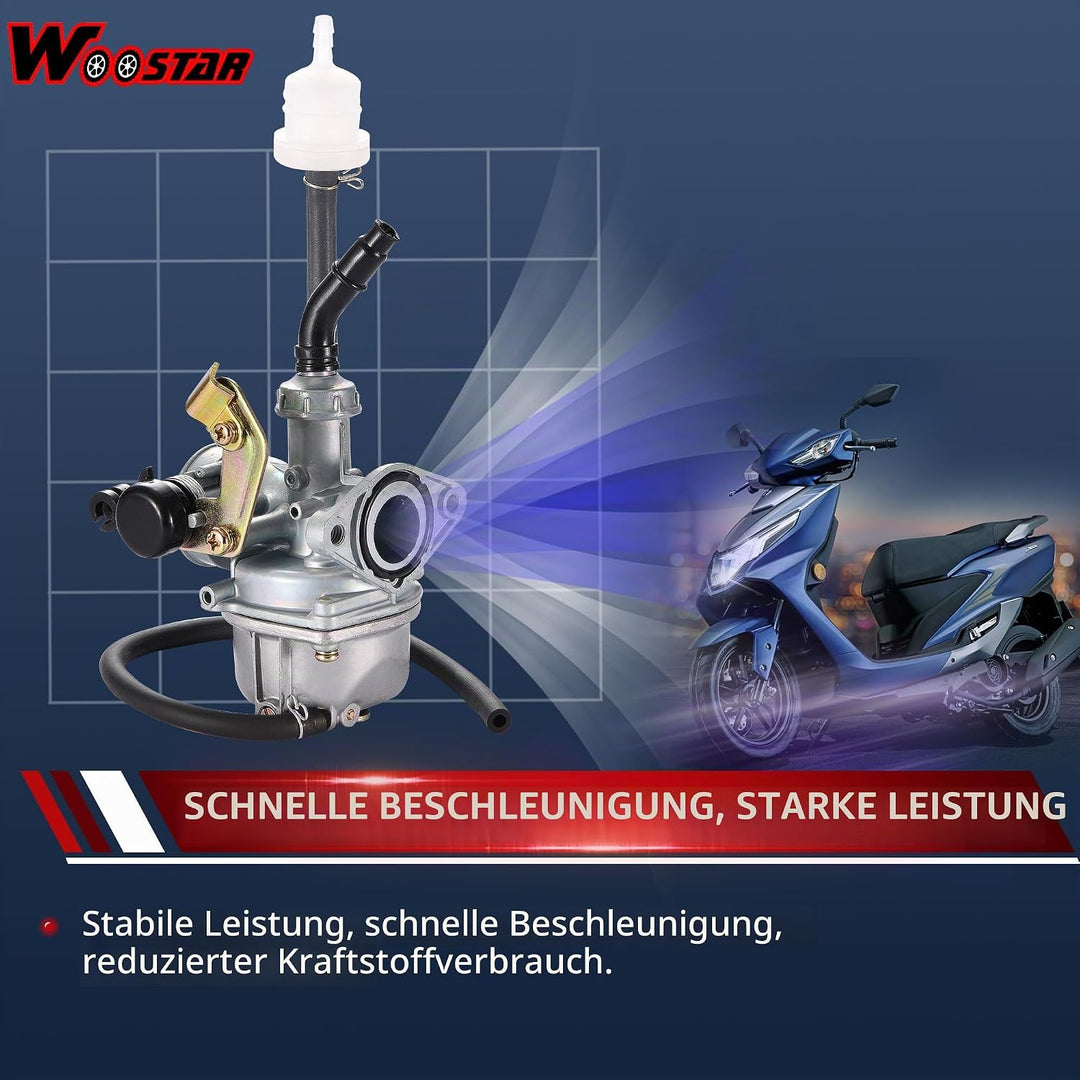 WOOSTAR 44mm Big Bore Zylinder mit Rückstossstarter mit Vergaser und Luftfilter Modifizierter Motor