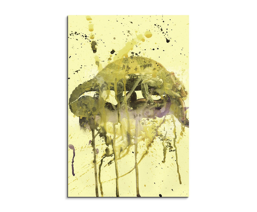 Chameleon_90x60cm Splash Art Paul Sinus Aquarell, Gemälde, Kunstbild auf Leinwand