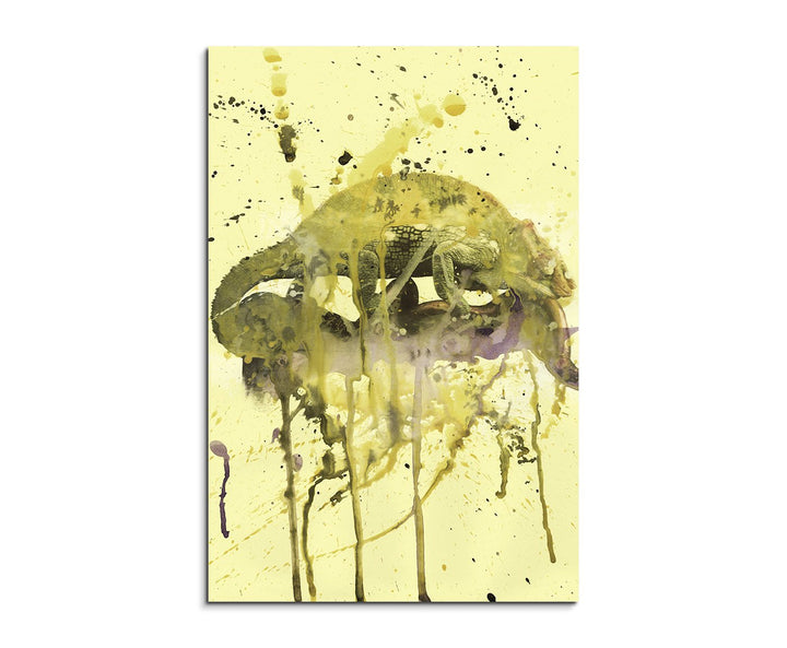 Chameleon_90x60cm Splash Art Paul Sinus Aquarell, Gemälde, Kunstbild auf Leinwand