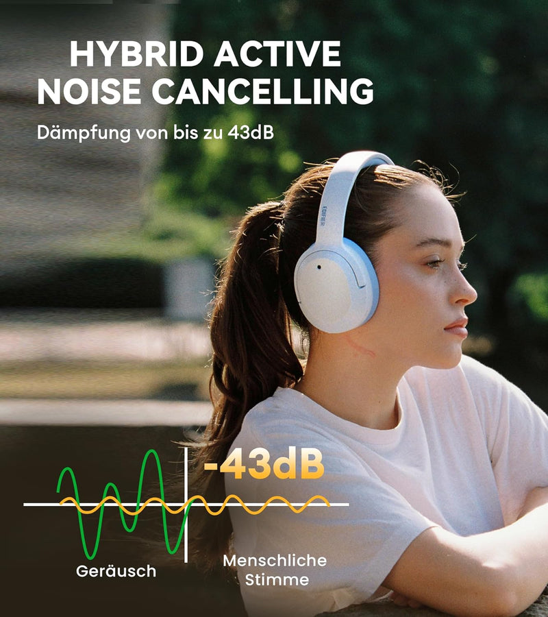 Edifier W820NB Plus Hybrid Aktiver Geräuschunterdrückung Kopfhörer - LDAC Codec - Hi-Res Audio Wirel