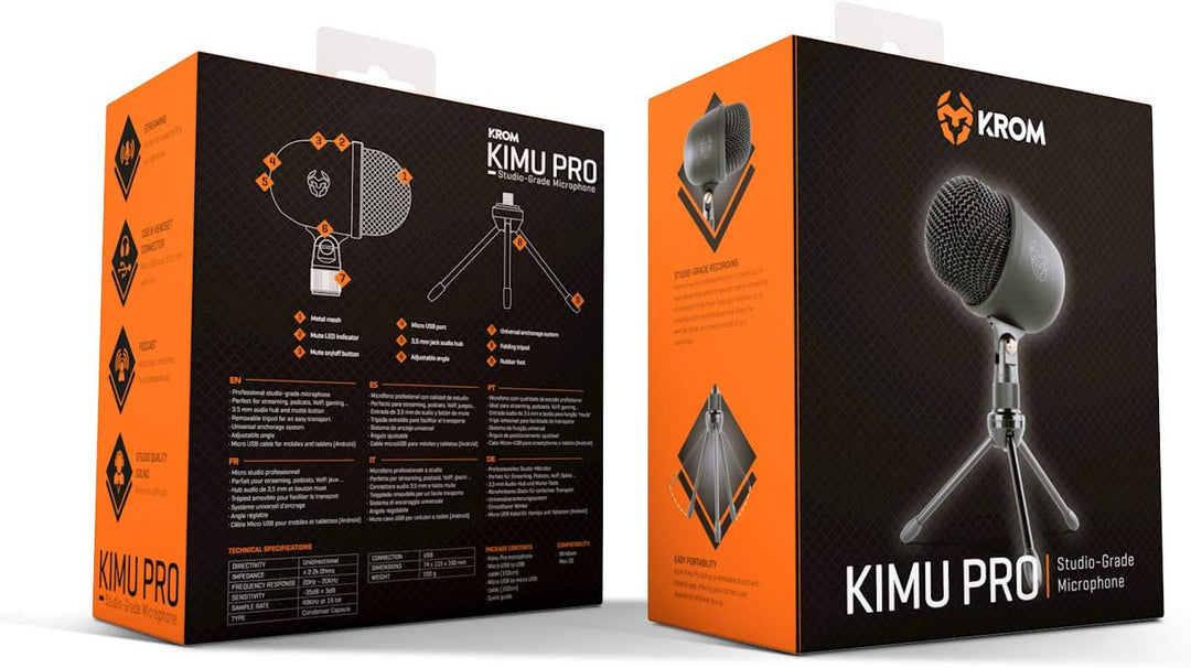 KROM Mikrofon Gaming KIMU PRO -NXKROMKIMUPRO- Mikrofone unidirektional, mini USB auf USB, dank 3,5 m