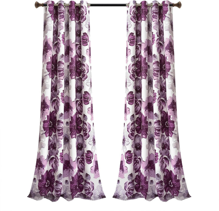 Lush Decor Leah Room Verdunkelungsvorhang für Fenster, isoliert, Blumenmuster, 132 x 240 cm, Violett