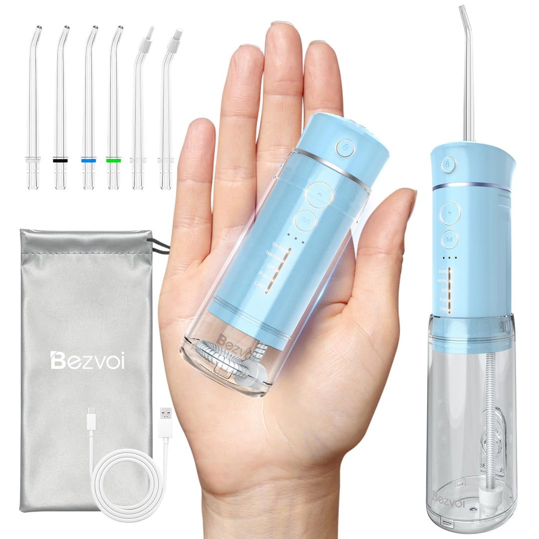 Reise Munddusche Kabellos Zahnreinigung: Oral Irrigator mit 5 Modi, 180ML Wassertank IPX7 Wasserdich