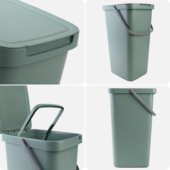 KADAX Abfallbehälter 25L, 3er Set, Abfalleimer aus Plastik mit Deckel und Griff, Mülleimer für Müllt