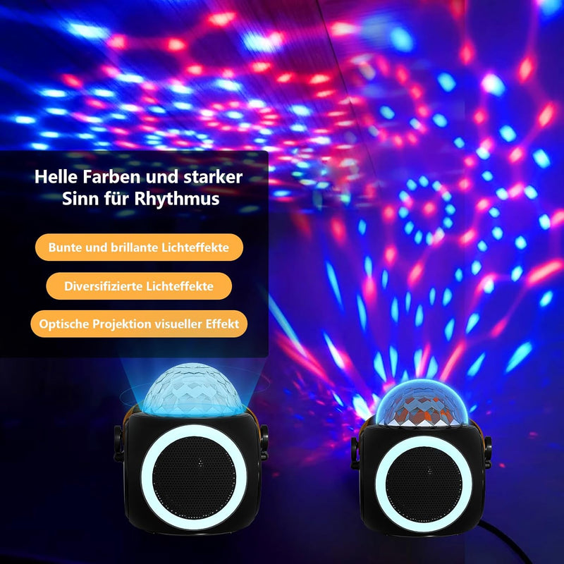 RUBEHOOW Karaoke Maschine 2 drahtlose Mikrofone Disco RGB-Lichteffekt Kinder singende PA-System Laut