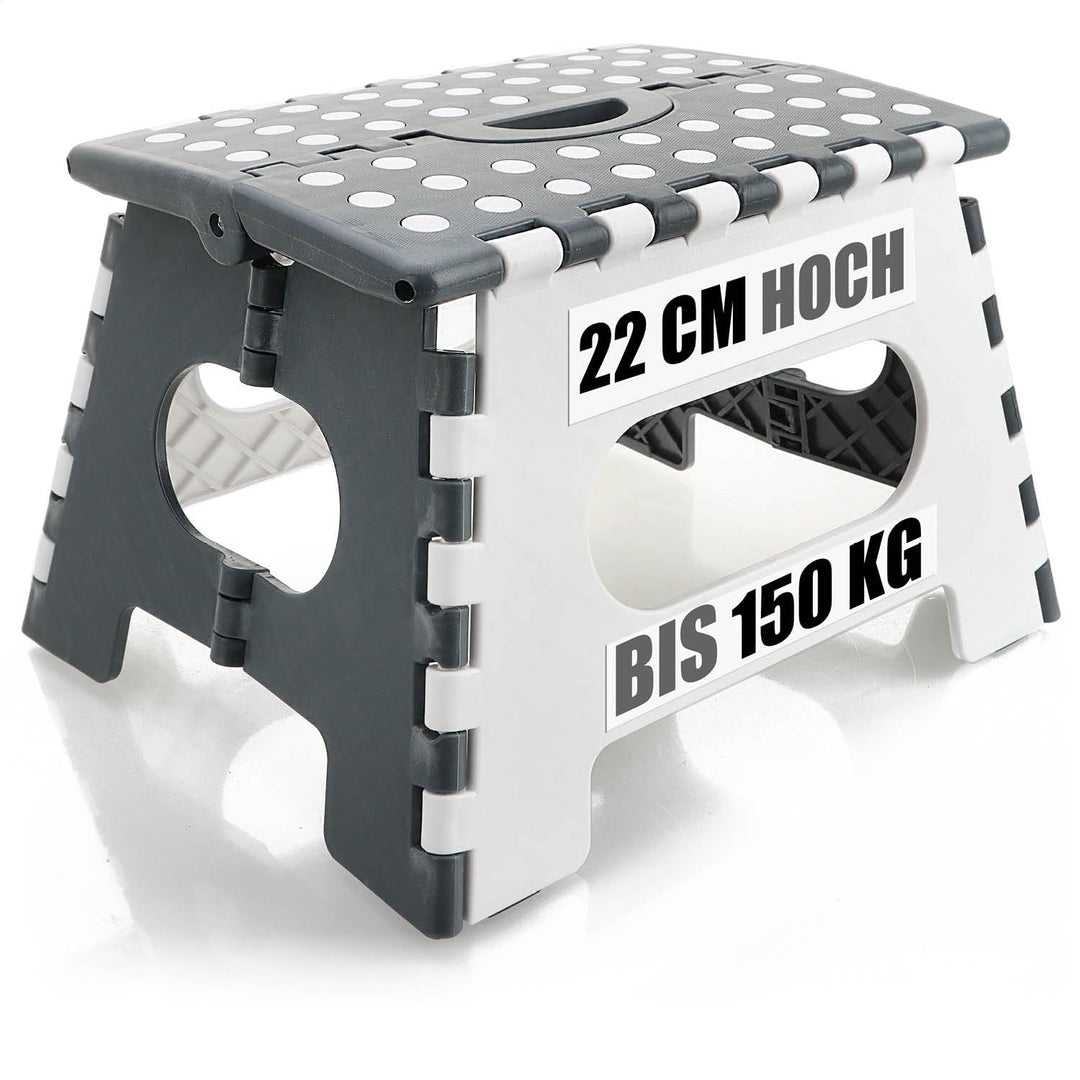 com-four® Klapptritt mit Gumminoppen - Rutschfester Klapphocker - Faltbarer Tritthocker - tragbare A