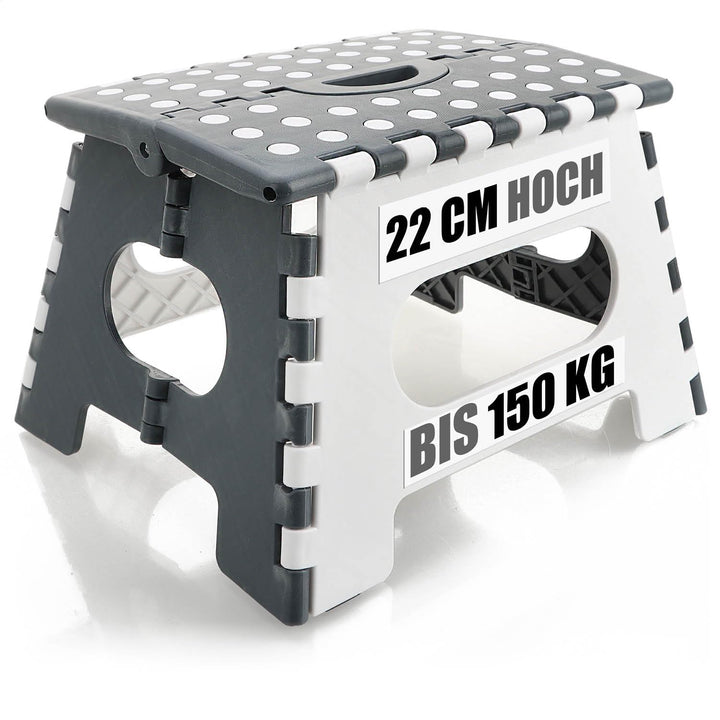 com-four® Klapptritt mit Gumminoppen - Rutschfester Klapphocker - Faltbarer Tritthocker - tragbare A