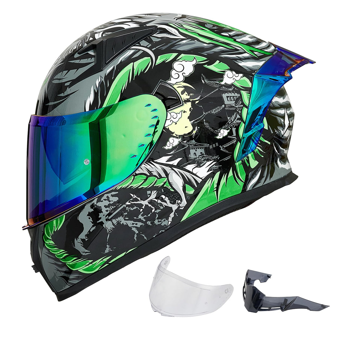 ILM Motorradhelm Integralhelm Herren Damen-Motorcycle Helmet mit 2 Visieren Pinlock-kompatiblen klar
