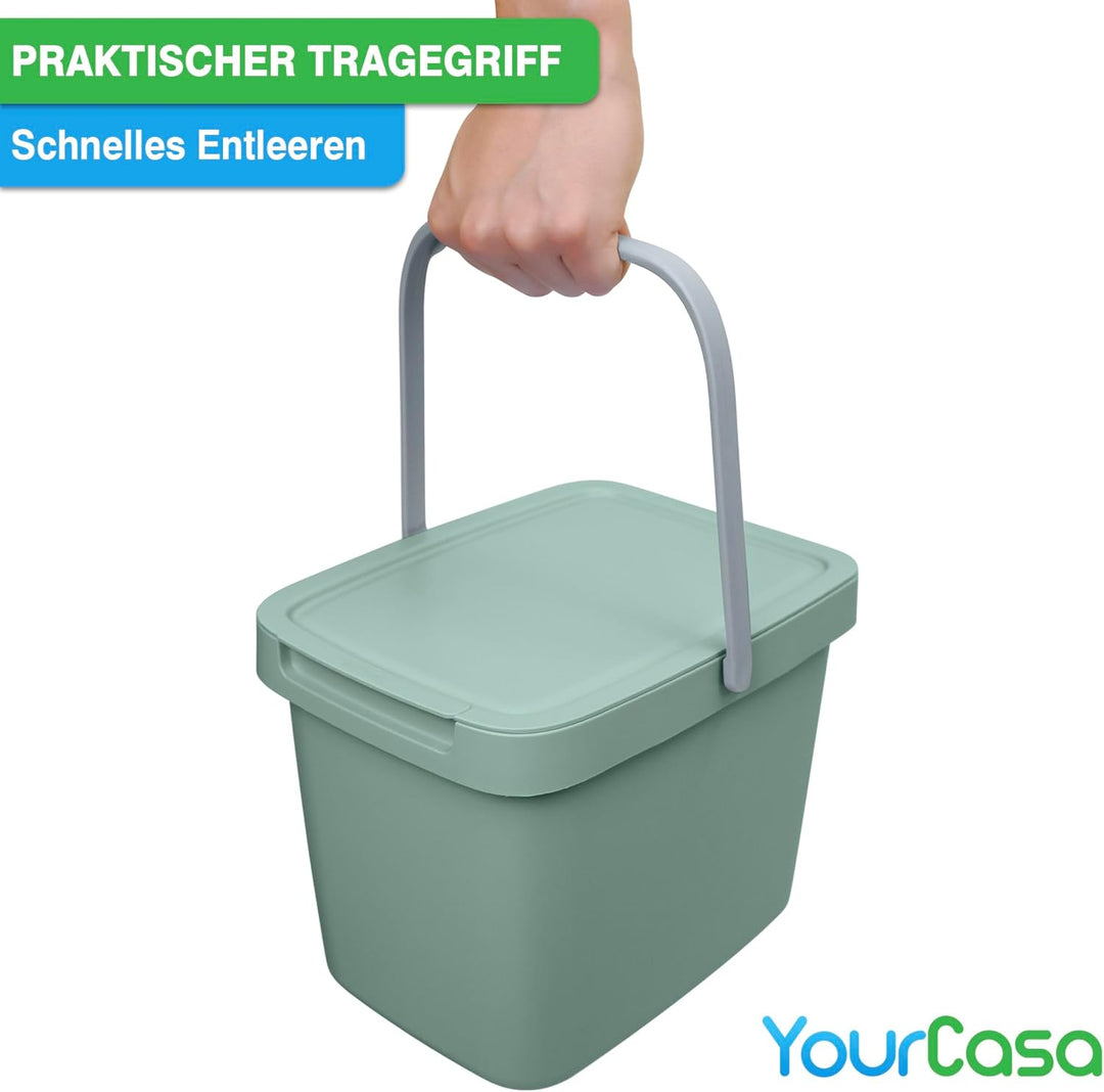 YourCasa Biomülleimer Küche - 6L Komposteimer Küche für alltäglichen Biomüll Behälter - Kompostbehäl
