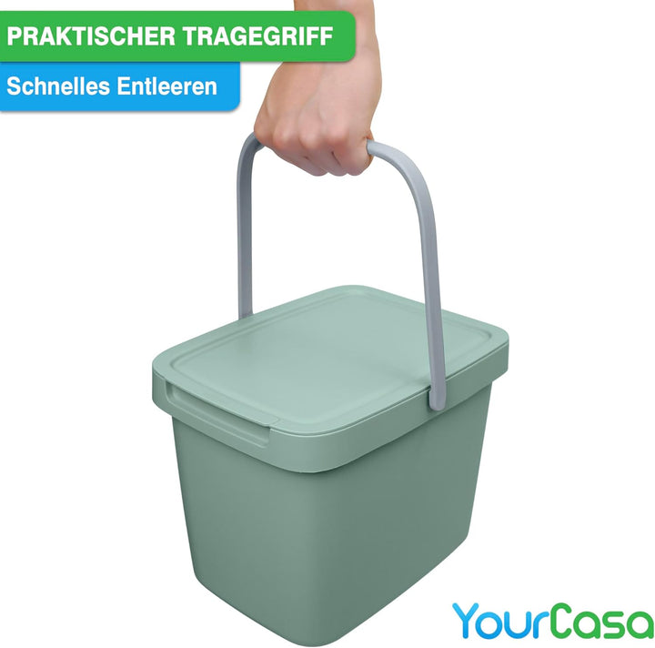YourCasa Biomülleimer Küche - 6L Komposteimer Küche für alltäglichen Biomüll Behälter - Kompostbehäl