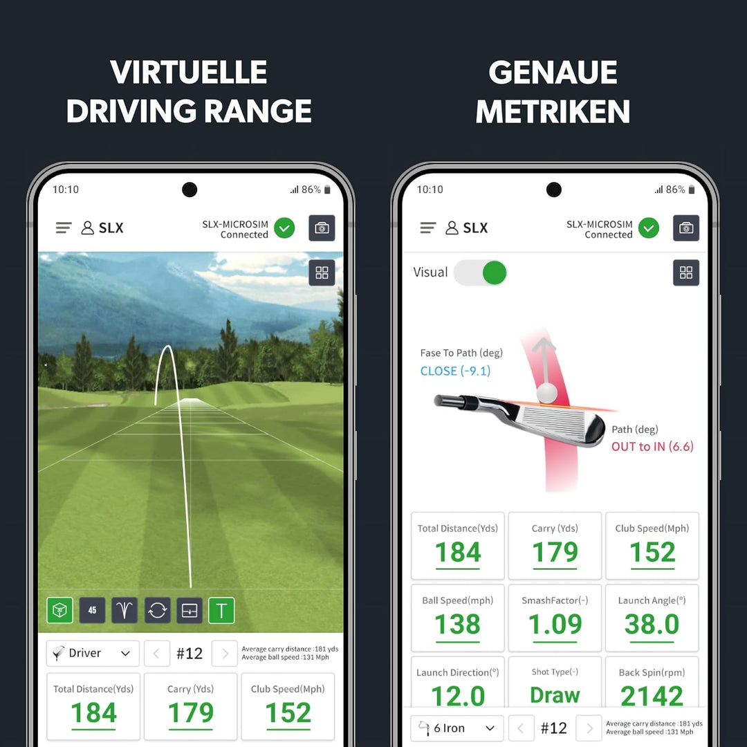 Second Chance Swing Logic SLX Hybrid Mini – Tragbarer Golf-Launch-Monitor mit Ball- & Schlägerdaten,