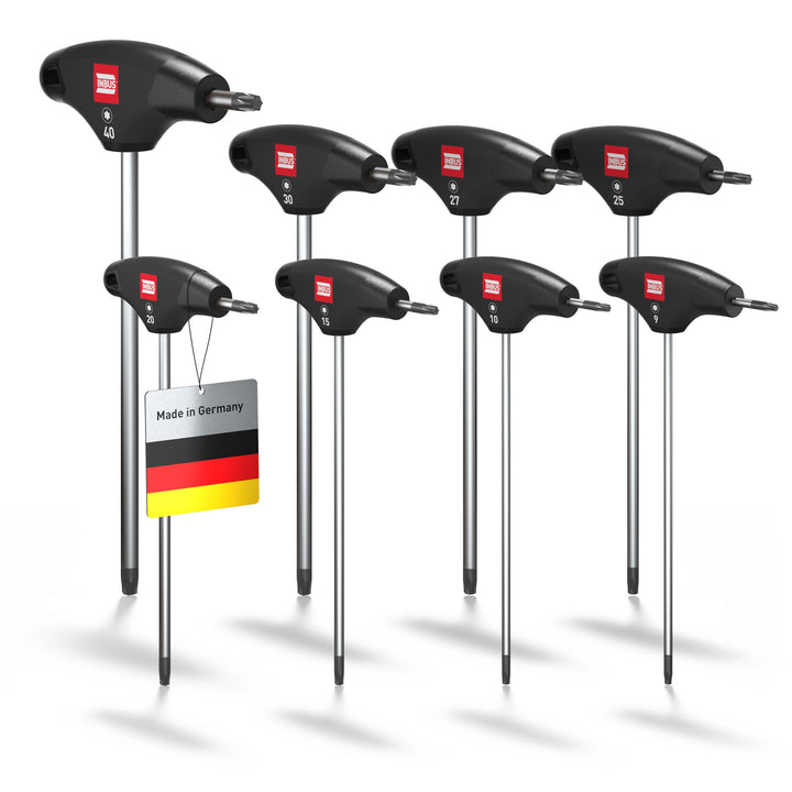 TORX® T-Griff Schraubendreher Set 8tlg, TX9–40, mit HybridTouch — Made in Germany (INBUS® 74124) 8×