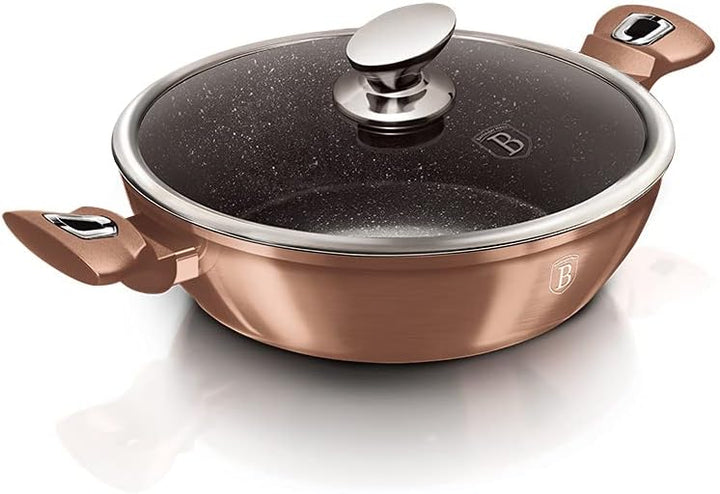 Steinpfanne mit Glasdeckel Rosegold Collection Kupfer 28 cm - BH-1519 Rose Gold, Rose Gold