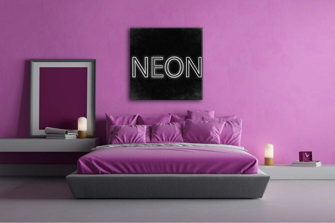 deyoli NEON Schriftzug Format: 70x70 Effekt: Schwarz&Weiss als Leinwandbild, Motiv auf Echtholzrahme