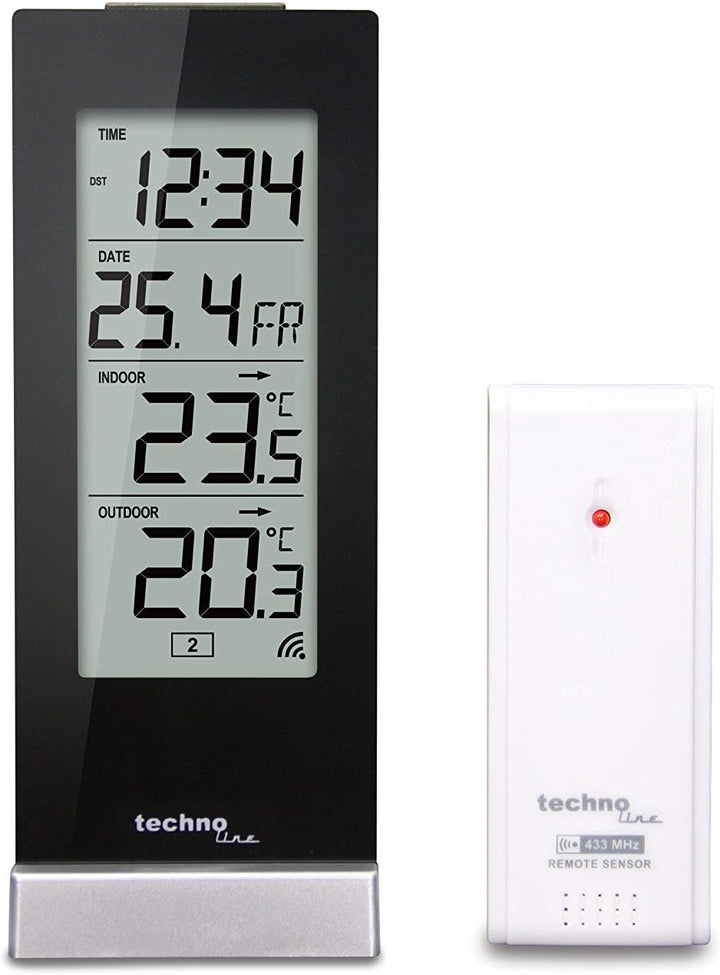 Technoline WS9612 moderne Wetterstation, schwarz & Technotrade Technoline WS 9767 Temperaturstation