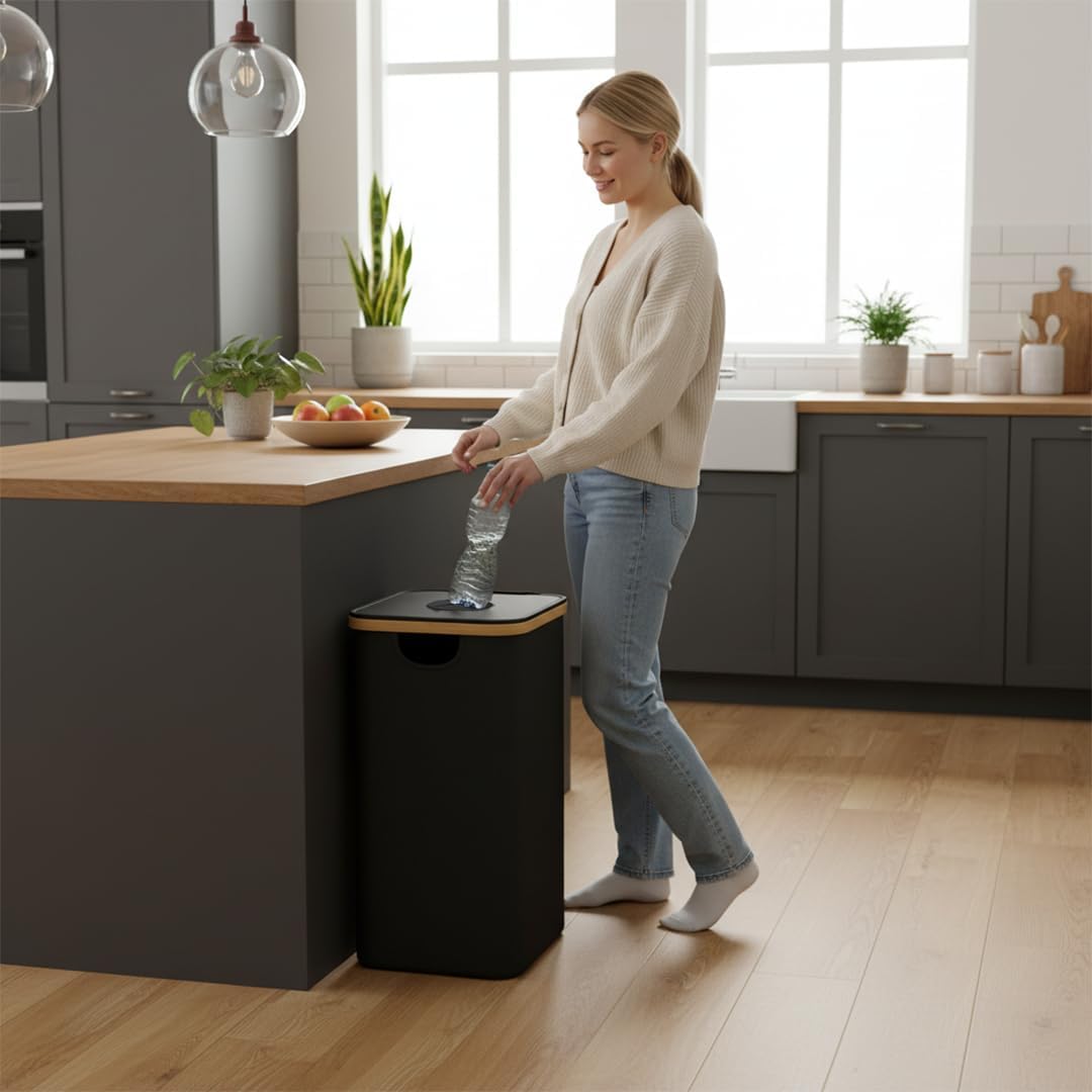 Bellamio Tolt Pfandflaschen Sammelbehälter 100L – Flaschensammler 1 Fach schwarz – Pfandsammler aus