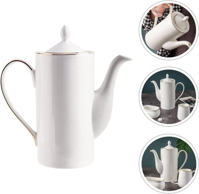 Cabilock Kaffeekanne Porzellan Weiss Teekanne Porzellan Keramik Teekessel Teapot Kaffeetopf Milch To