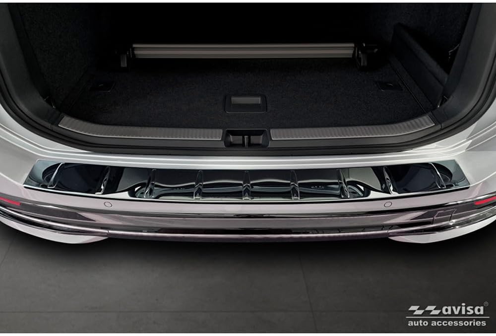 Avisa Spiegelschwarz Edelstahl Heckstossstangenschutz kompatibel mit Volkswagen Passat Variant (CJ5)