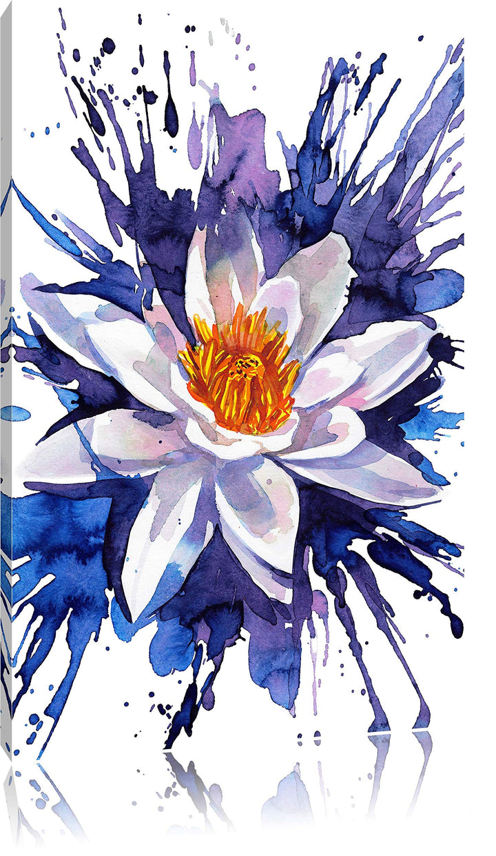 schönes Gemälde einer Seerose Kunst Format: 100x70 auf Leinwand, XXL riesige Bilder fertig gerahmt m
