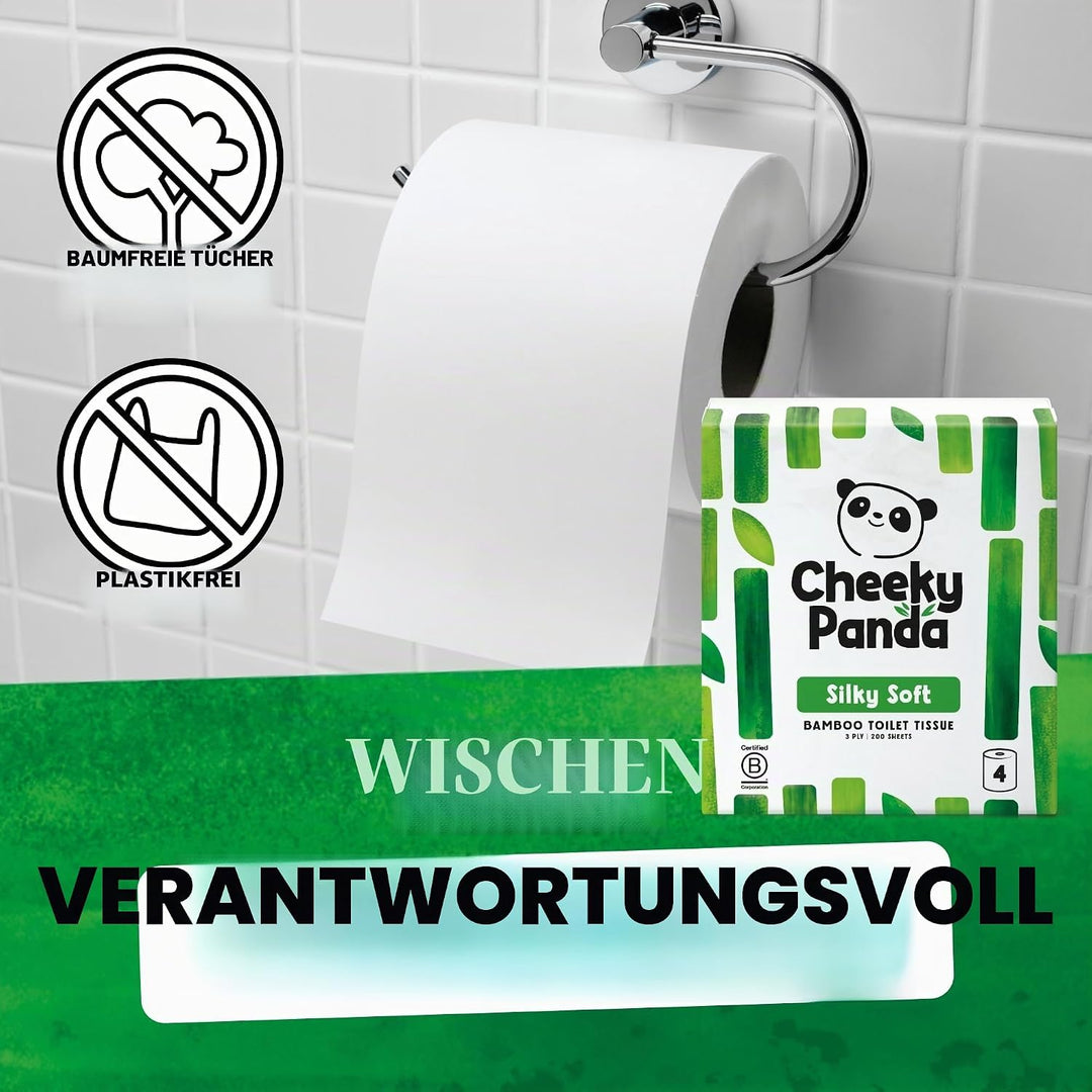 The Cheeky Panda Bambus Toilettenpapier Bulk Buy - 24 Rollen (6 Packungen à 4 Stück) | 3-lagiges Toi