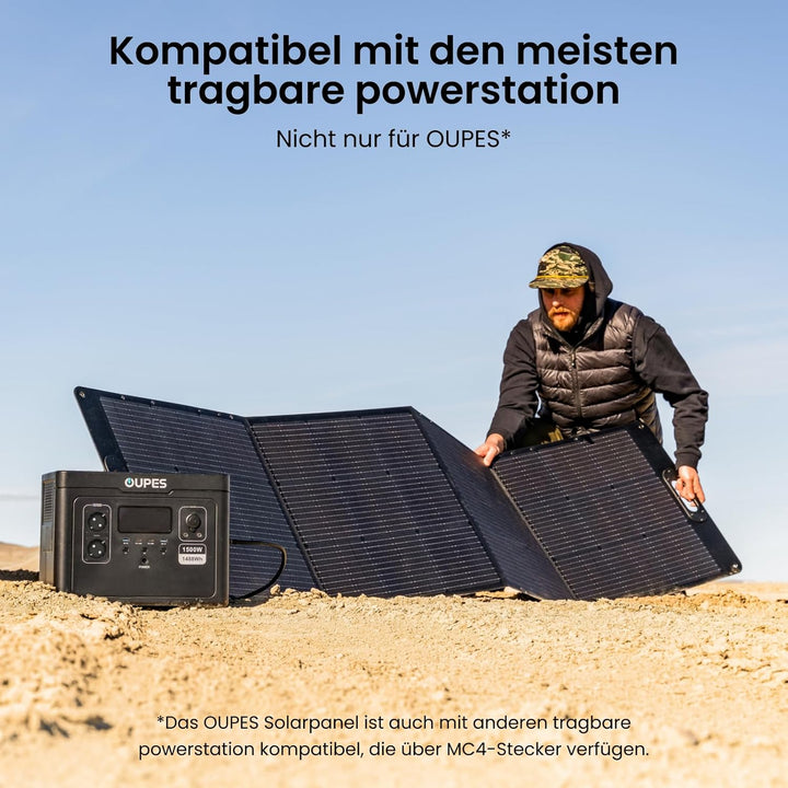 OUPES 240W Tragbares Solarpanel, Faltbares Solarmodul mit Kickstand, 23% Umwandlungswirkungsgrad, MC
