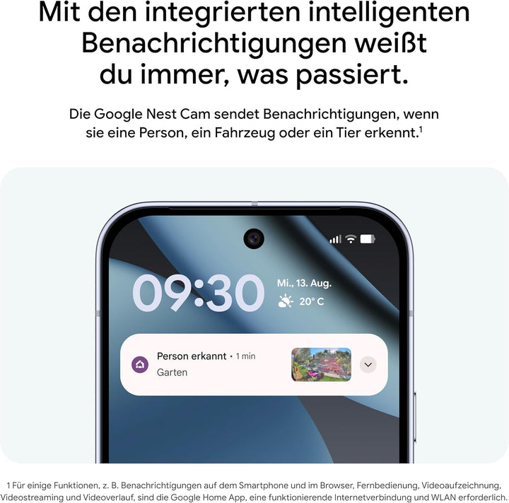 Google Nest Cam (Outdoor, mit Kabel, 2. Generation) – Sicherheitskamera für den Aussenbereich mit 2K