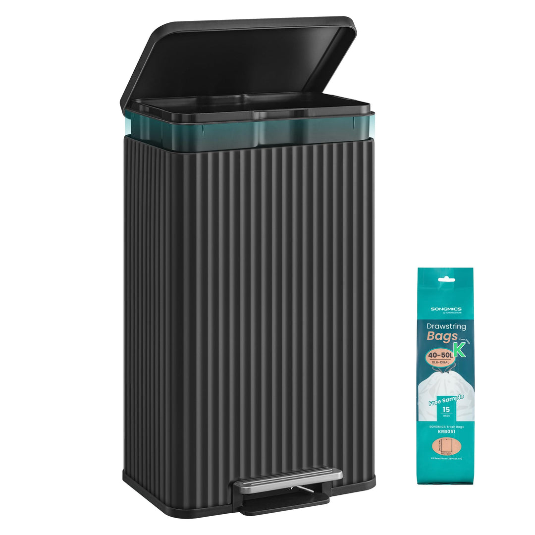 SONGMICS Mülleimer Küche, 50 Liter, Abfalleimer mit Pedal, Tretmülleimer mit Deckel, Softclose, Inne