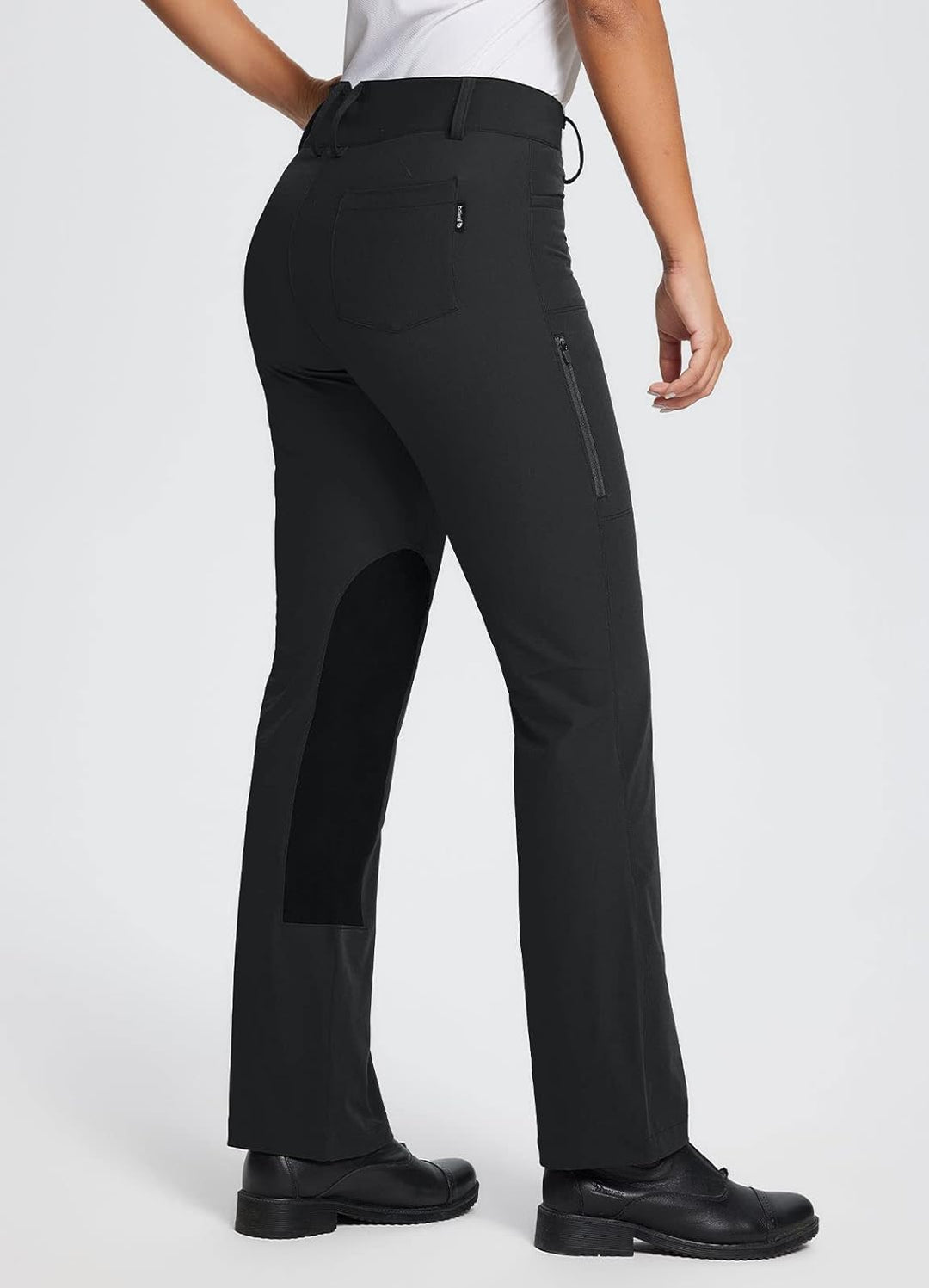 BALEAF Damen Reithose Winter Bootcut Kniebesatz mit Reissverschlusstasche Schwarz XXL