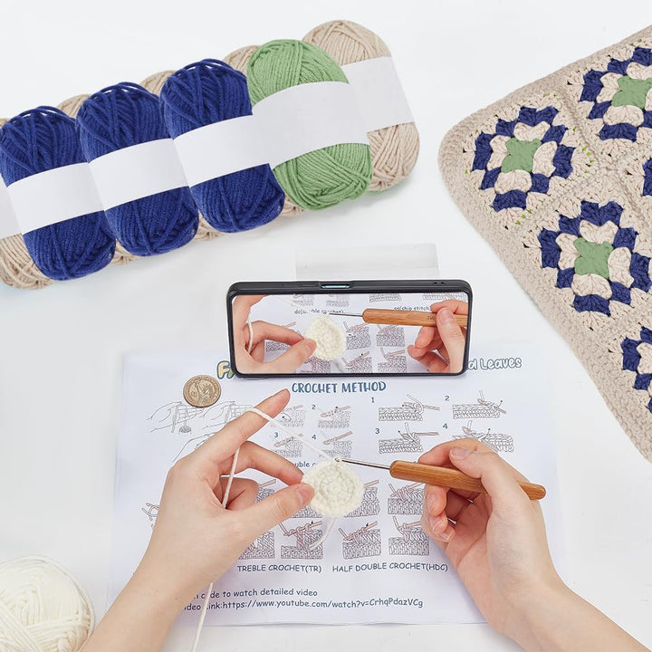 ORIGACH Häkel Tasche Set Für Anfänger, Granny Square Häkeltasche Häkelset, Häkelset für Erwachsene M