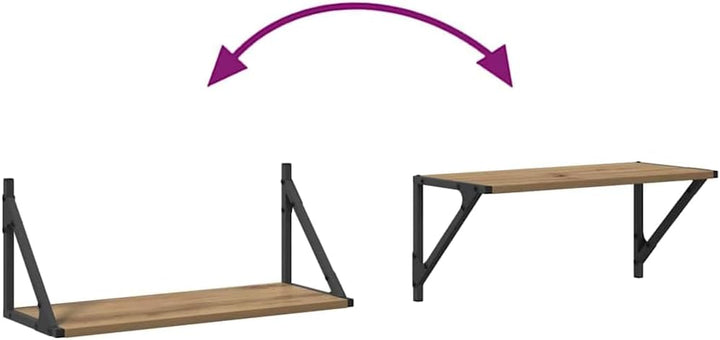 vidaXL Wandregale 2 pcs Artisan-Eiche 60 x 25 x 25,5 cm Holzwerkstoff, Moderne, robuste Wandregale,
