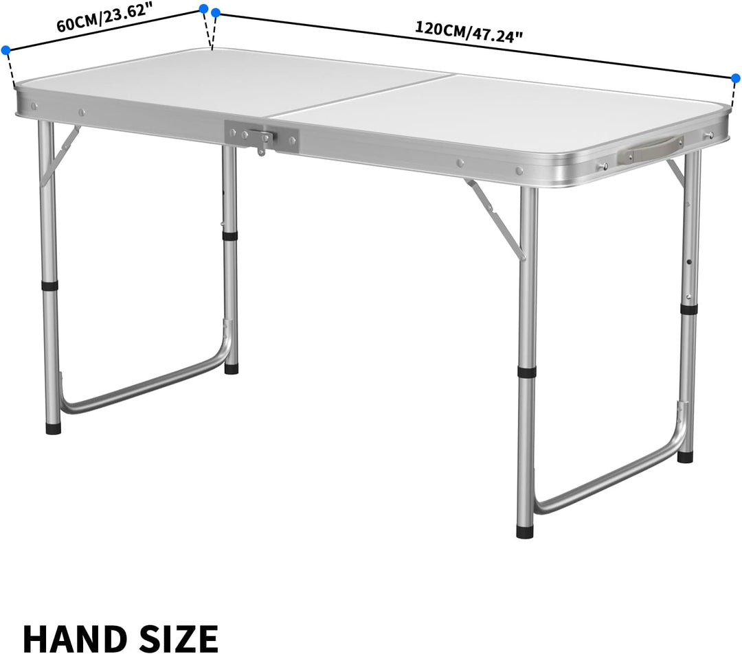 120CM Klapptisch mit Tragegriff, Falttisch, Campingtisch kalppbar, Gartentisch belastbar bis 150 kg,