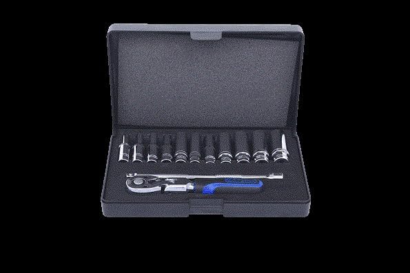 KS Tools 918.0613 1/4 Zoll CHROMEplus Steckschlüssel-Satz | inklusive Umschaltknarre, 72-Zahn | hoch
