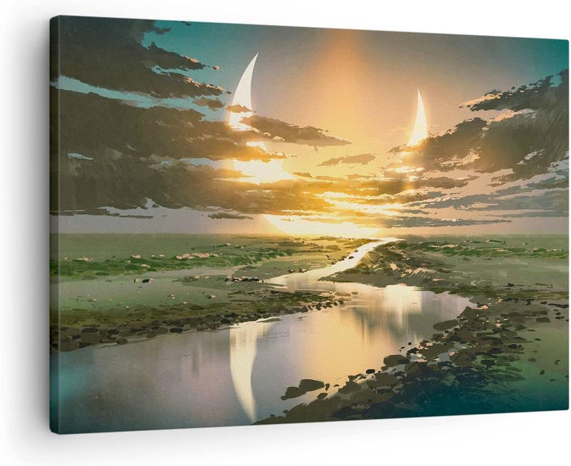 ARTTOR Bilder auf Leinwand natur natur Leinwandbild mit Rahmen 70x50cm Wandbilder Dekoration Wohnzim