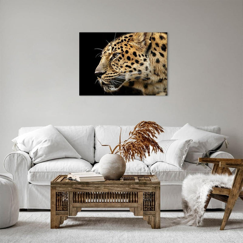 Bilder auf Leinwand Tiere Leopard wilde Katze wilde Tiere Leinwandbild 70x50cm Wandbilder Dekoration