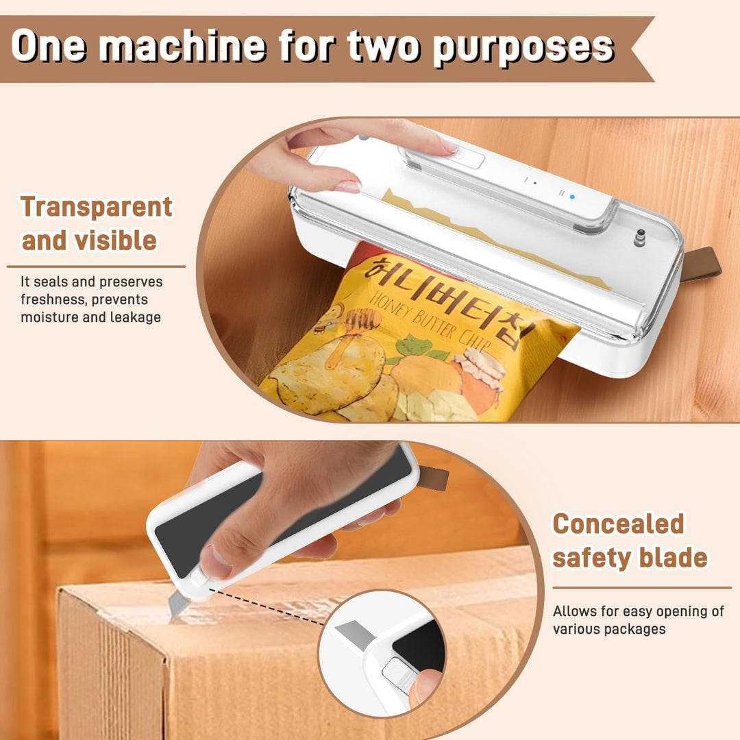 Ultralent Mini Folienschweissgerät, Bag Sealer 2-in-1 mit Cutter, Magnetfuss & 2-Stufen Siegelung -
