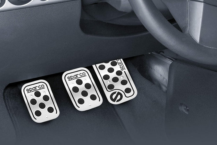 Sparco SPC0406BK ALUMINIUM RACING-PEDALE MIT Rutschfestem Gummi, Schwarz Aluminium + Gummi Single, A