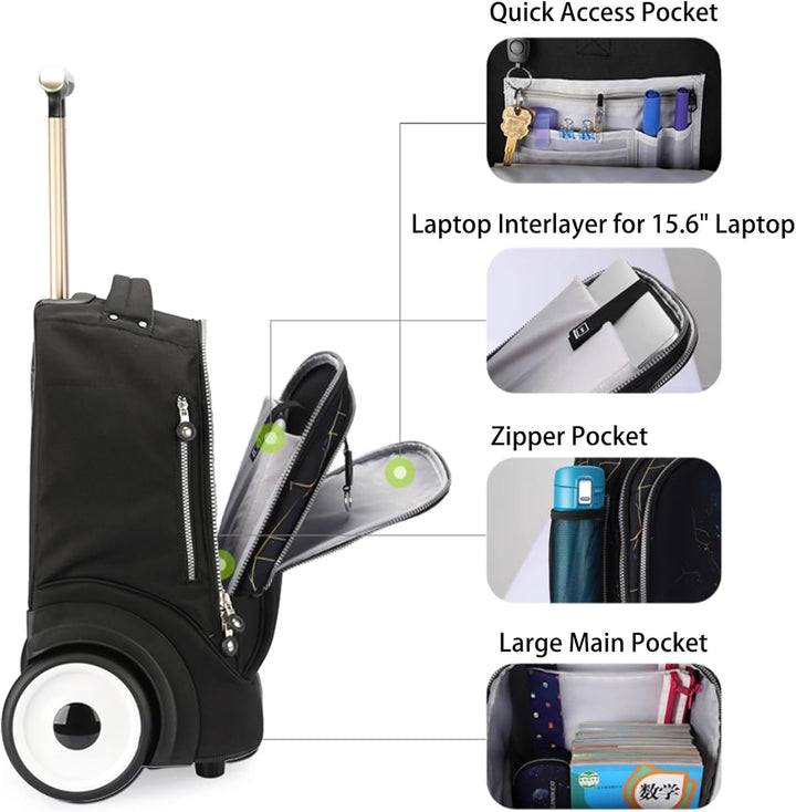 UNIKER Laptoptasche mit Rollen für 15,6 Zoll Laptops, Krankenschwestertasche auf Rädern, T5 (T5 - Fi