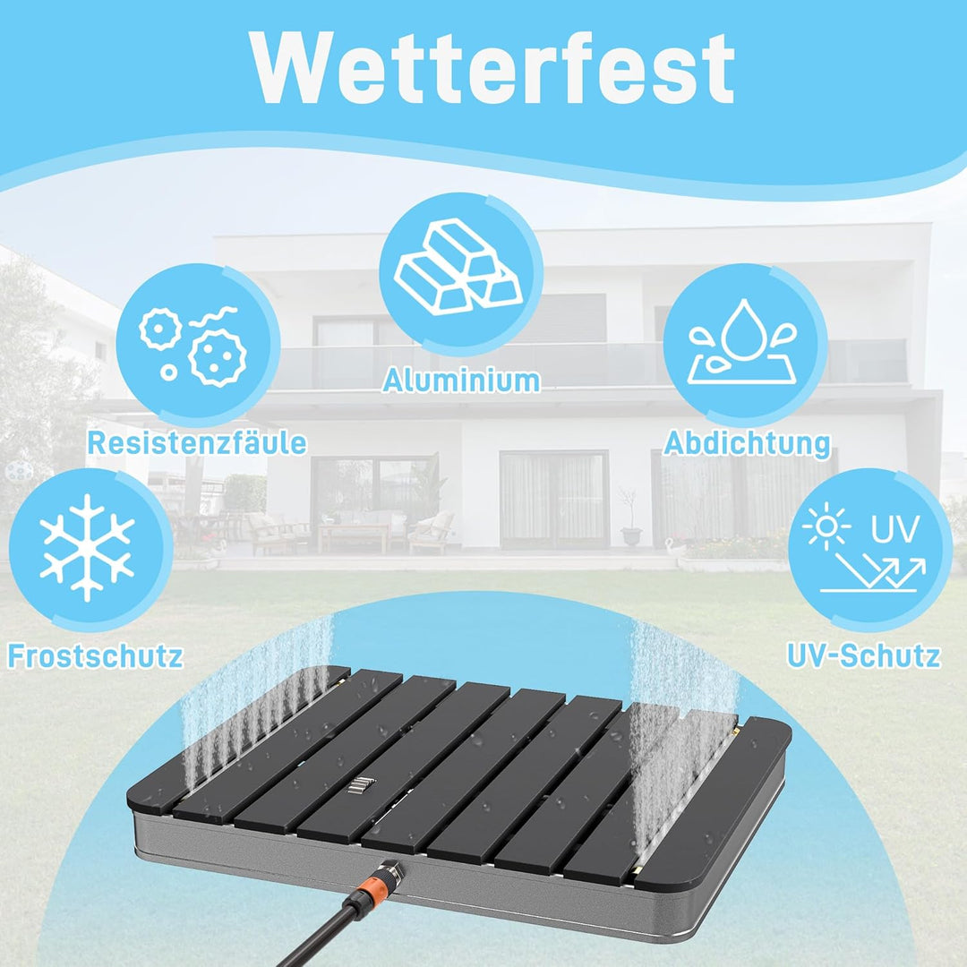 AufuN Gartendusche Aussendusche aus WPC/Aluminium, Mobile Bodendusche Campingdusche mit rutschfeste