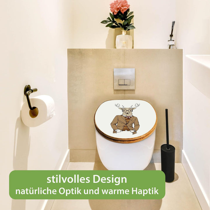 banjado Design WC Sitz Bambus Absenkautomatik 45,8x37,5cm - Toilettendeckel mit Absenkautomatik Holz