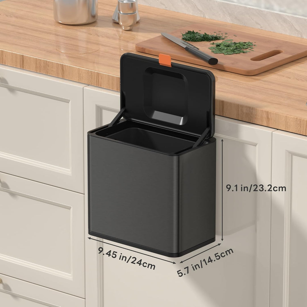 Mbillion Küchenkomposteimer, hängender mit Deckel, 4L/1,05 Gallonen, Edelstahl-Mülleimer für Küchens